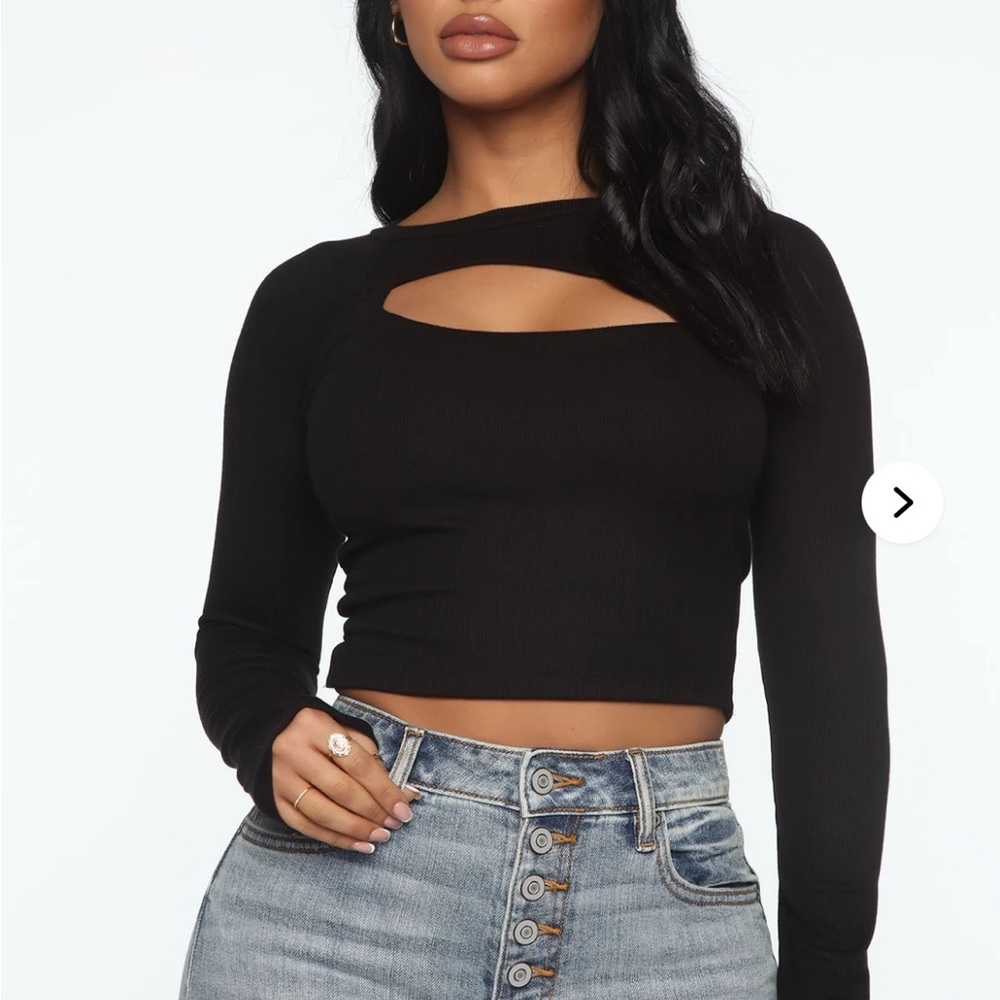 Fashion Nova Black Cut-Out Crop Top